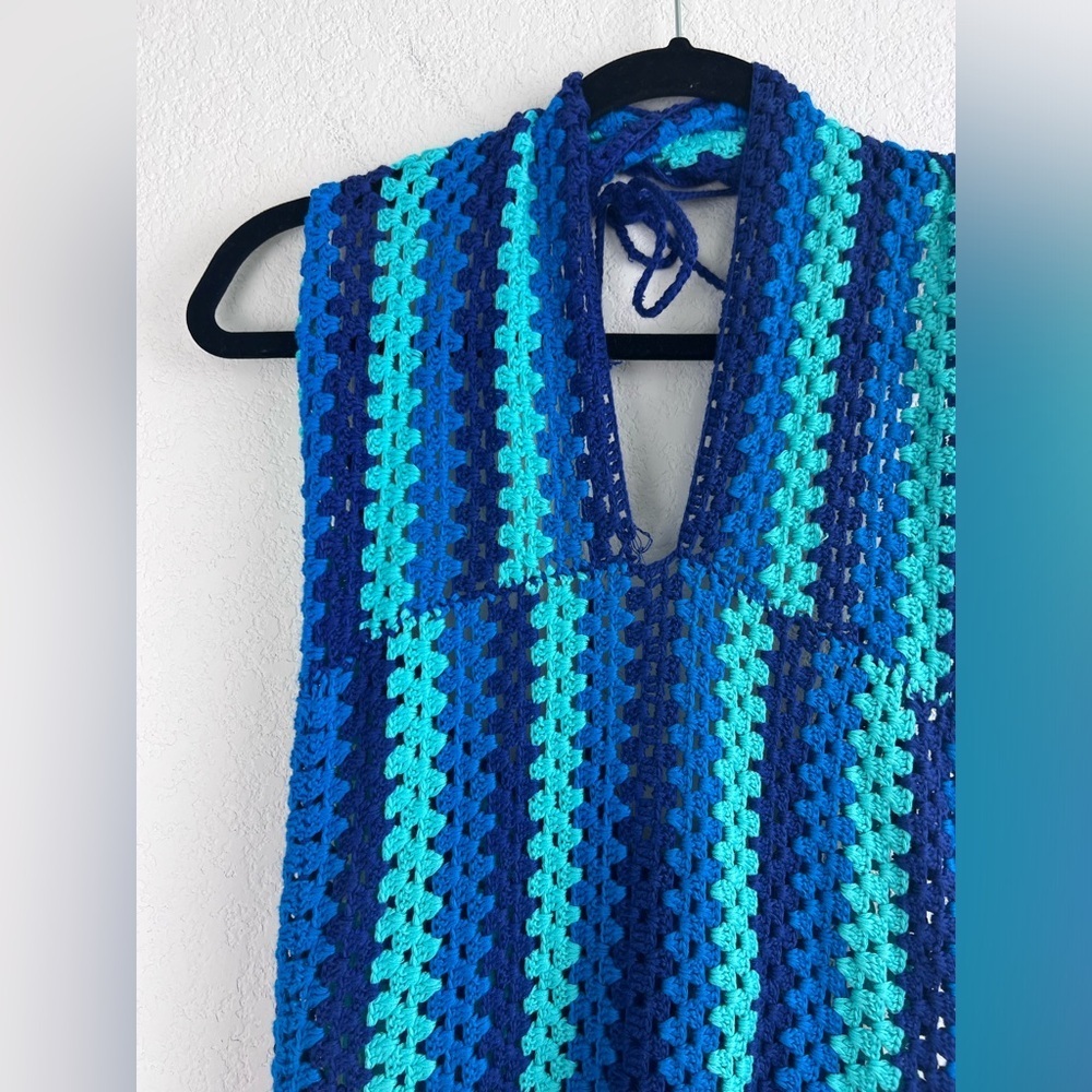 NWT: Lovers and Friends Blues Crochet Mini Dress Cover Ups Size Medium - Picture 4 of 11